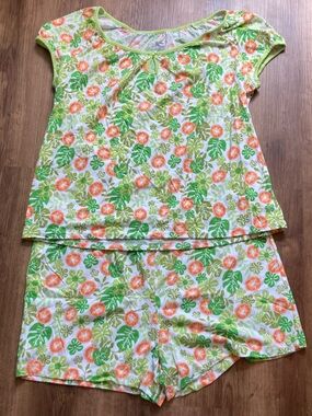 Secret Treasures Tropical Green & Orange PJ Set 2X